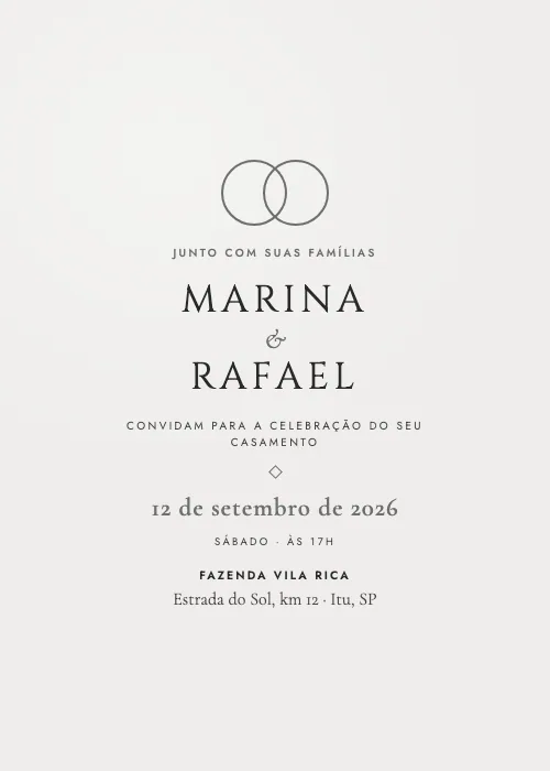 Convite de casamento Simples e Moderno Concreto, estilo minimalista