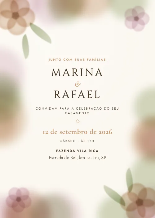 Convite de casamento Moldura Aquarelada Toscana, estilo em aquarela