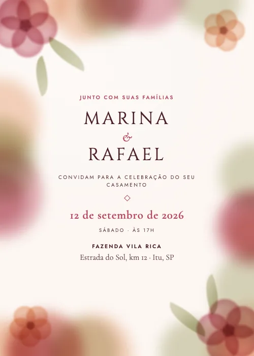 Convite de casamento Moldura Aquarelada Outono, estilo em aquarela