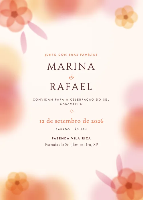 Convite de casamento Moldura Aquarelada Pôr do Sol, estilo em aquarela