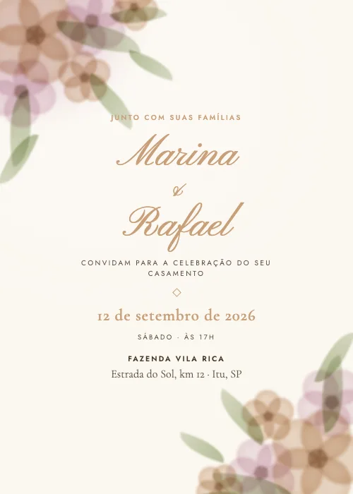Convite de casamento Jardim em Aquarela Toscana, estilo em aquarela