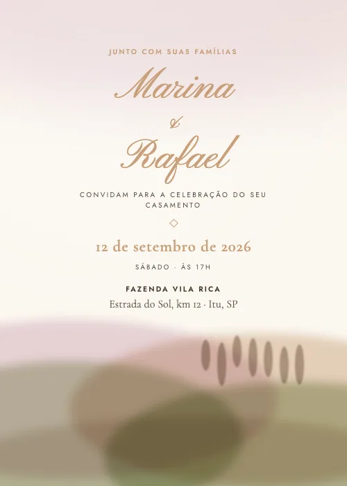 Convite de casamento Paisagem em Aquarela Toscana, estilo em aquarela