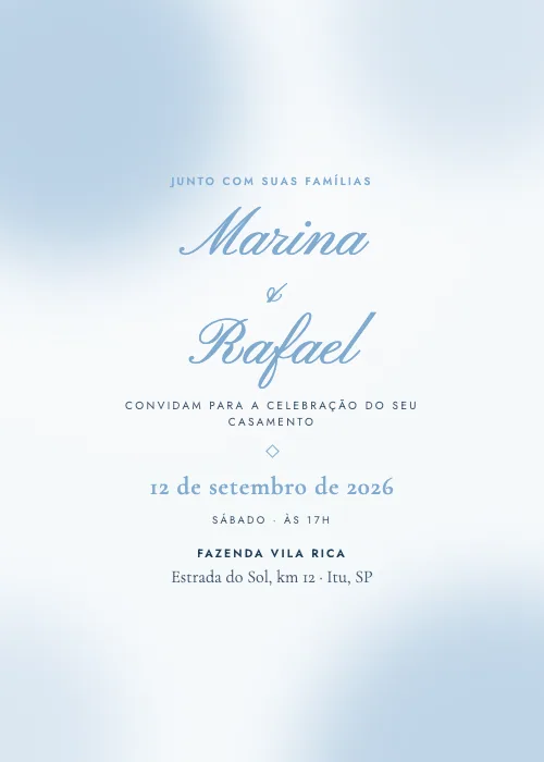 Convite de casamento Aquarela Céu, estilo romântico