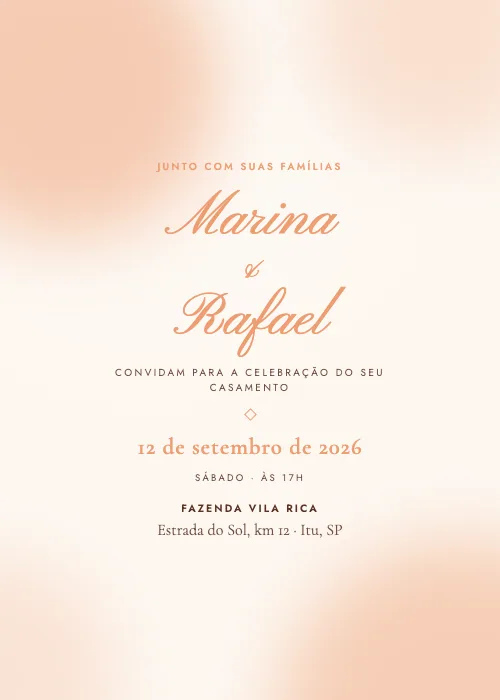 Convite de casamento Aquarela Pôr do sol, estilo romântico