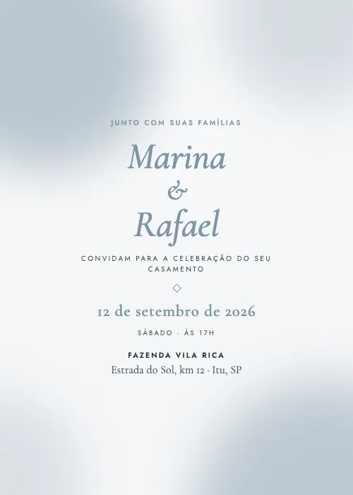 Convite de casamento Inverno na Serra Neblina, estilo em aquarela