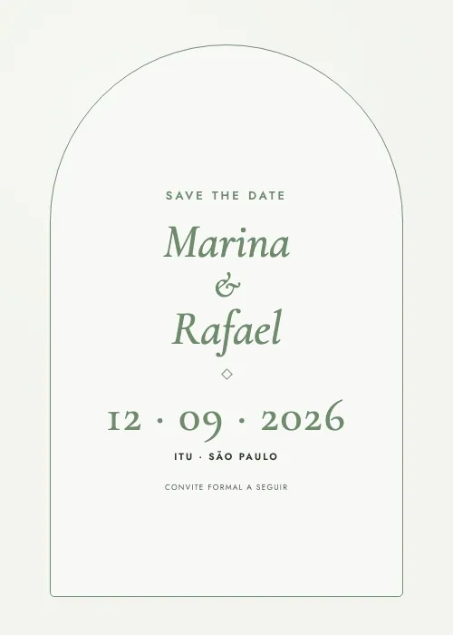 Save the date Arco Romântico Sálvia, estilo romântico