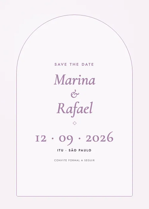 Save the date Arco Romântico Lilás, estilo romântico