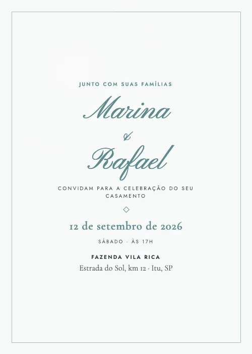 Convite de casamento Destination Wedding Patagônia, estilo romântico