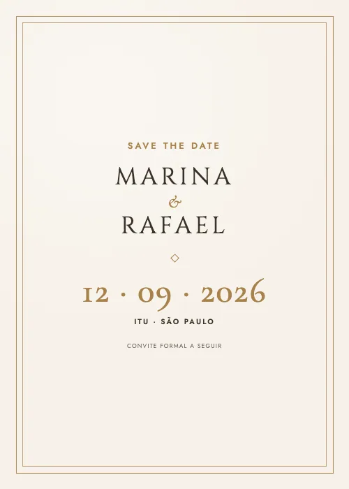 Save the date Moldura Clássica Marfim, estilo clássico