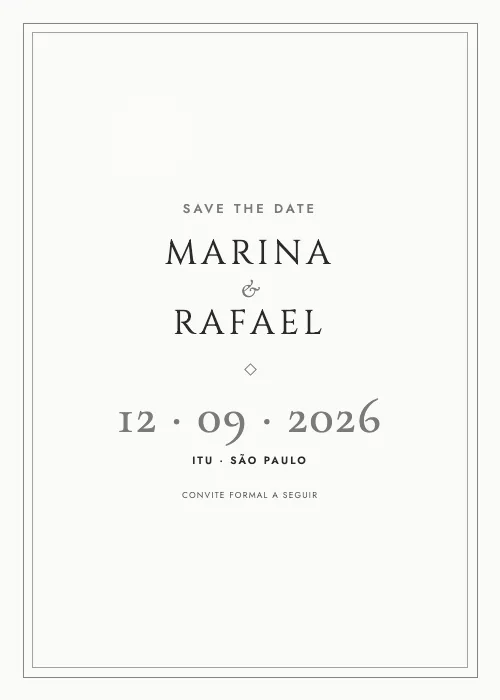 Save the date Moldura Clássica Grafite, estilo clássico