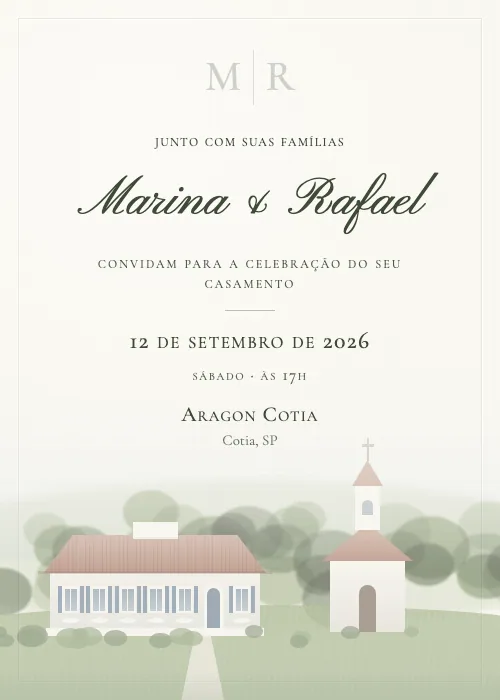 Convite de casamento em aquarela Aragon Cotia, Cotia