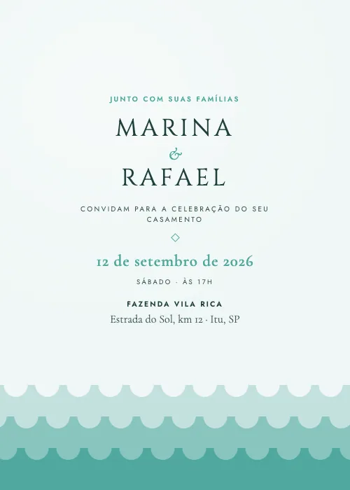 Convite de casamento Mar Aberto Tiffany, estilo moderno