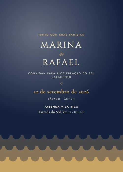 Convite de casamento Mar Aberto Marinho, estilo moderno