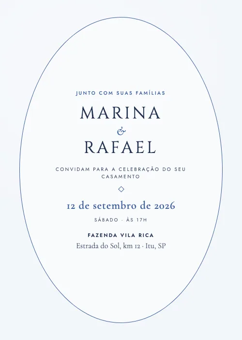 Convite de casamento Medalhão Porcelana, estilo clássico